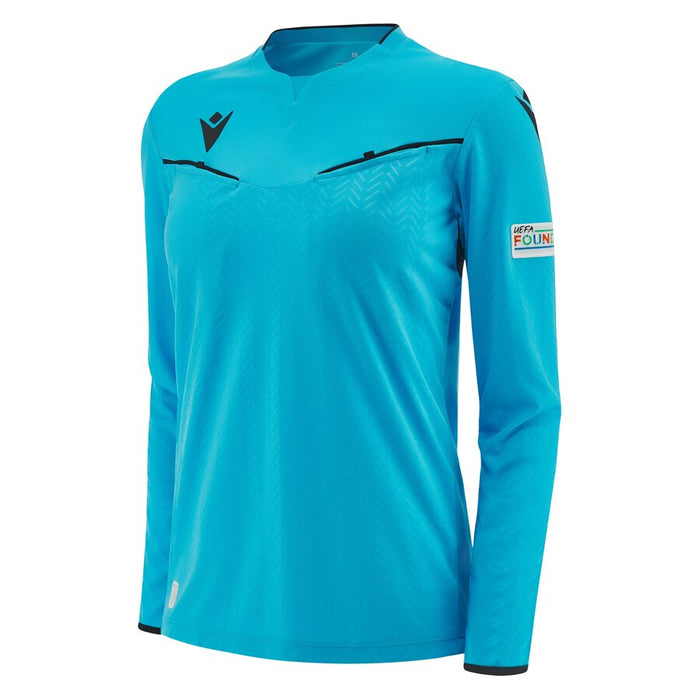 Camiseta árbitro UEFA 2023/25 azul neón manga larga mujer