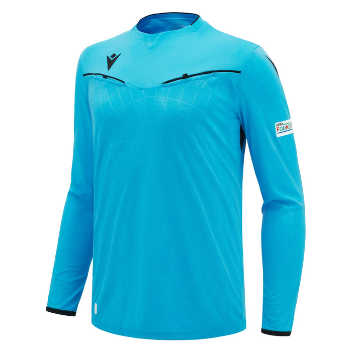 UEFA EK 2024 Scheidsrechtersshirt - Neon Blauw - Lange Mouwen
