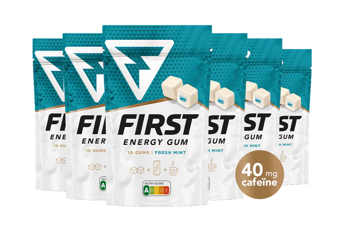 First Energy Gum Blue - Cafeïne kauwgom - zakje met 10 gums kopen? - Scheidsrechters.nl